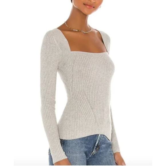 Lovers + Friends Sweaters - Lovers and Friends White Tie Back Fitted Long Sleeve Cotton Blend Rib Sweater S